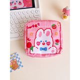 SYN Kawaii Rabbit Tavşan Desenli Hijyenik Ped Çantası | Organizeri | Makyaj & Kozmetik Saklama Çantası | Fermuarlı Mini Düzenleyici - Renkli
