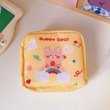 SYN Kawaii Teddy Bear Ayıcık Desenli Hijyenik Ped Çantası | Organizeri | Makyaj & Kozmetik Saklama Çantası | Fermuarlı Mini Düzenleyici - Renk: 01