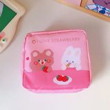 SYN Kawaii Teddy Bear Rabbit Ayıcık Tavşan Desenli Hijyenik Ped Çantası | Organizeri | Makyaj & Kozmetik Saklama Çantası | Fermuarlı Mini Düzenleyici - Renk: 02