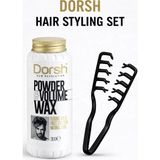 Synee Dorsh Hair Styling Set | Toz Wax + Dalga Veren Mucize Tarak | Hacim Veren, Doğal Görünüm Sağlayan Saç Şekillendirme Seti - Beyaz