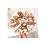 synshop 14lü Kawaii Teddy Coco Bear Kore Kahverengi Ayıcık Taba Kız Çocuk Bebek Kadın Saç Toka Set Hediye