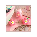 Synshop Kawaii 3 Adet Mini Figür Pembe Teddy Ayıcık Sakura Çiçek Silgi Okul Ofis İhtiyaçları Hediyelik