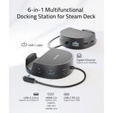 Syntech Mini Dock – Steam Deck / Steam Deck OLED / Rog Ally Uyumlu 6’sı 1 Arada Docking Station | HDMI 2.0 4K@60Hz, Gigabit Ethernet, 3× USB 3.0, Pd Şarj Destekli Yuvarlak Mini Dock - Siyah