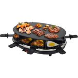 Syntrox Almanya Raclette Emaye Chural, 8 Kişilik Cam Seramik Plakalı, Masa Izgarası, Parti Raclette, 900 Watt, Elektrikli Izgara, Raclette Izgara, Izgara Aksesuarları, Yapışmaz Kaplamalı - Siyah