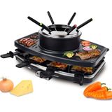 Syntrox Almanya Raclette Izgara, Fondü ile Emaye Liles, Masa Izgarası. 1100 Watt, Parti Izgarası, Elektrikli Izgara, Yapışmaz Kaplama, Tarifler Dahil Çok Işlevli Cihaz, Et Izgarası - Siyah