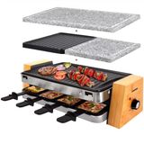 Syntrox Almanya Raclette Izgara Seti Lugaro, Masa Izgarası, 1500 Watt 8 Kişilik, Değiştirilebilir Plakalı Parti Raclette Seti Lugano, 10Kg, Paslanmaz Çelik, Çok İşlevli, Biftek, Balık, Izgara Sebzeler