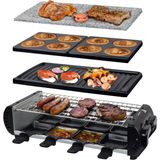 Syntrox Almanya Raclette Izgara Seti, Masa Izgarası, 8 Kişilik Parti Seti, 1200 Watt Değiştirilebilir Plakalı Liestal, Elektrikli Izgara, Raclette Izgara, 6 Kg, Kademesiz Sıcaklık Kontrol Cihazı - Siyah
