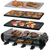 Syntrox Almanya Raclette Izgara Seti, Masa Izgarası, 8 Kişilik Parti Seti, 1200 Watt Değiştirilebilir Plakalı Liestal, Elektrikli Izgara, Raclette Izgara, 6 Kg, Kademesiz Sıcaklık Kontrol Cihazı