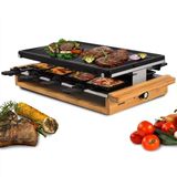 Syntrox Raclette Grill 8 Kişilik Leitol 1200W, Emaye Izgara Plakalı Elektrikli Raclette Izgara, 8 Yapışmaz Tava, Kademesiz Sıcaklık Kontrolü, A