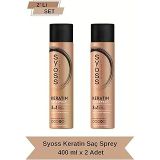 Syoss Keratin Saç Spreyi, 400 ml x 2 Paket, 3'ü 1 Arada Koruma