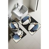 Syr Home Modern Desenli Dijital Baskı 3’lü Banyo Paspas Takımı Yıkanabilir Kaymaz Tabanlı Klozet Takımı KLZ0054 - Renkli