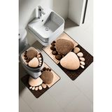 Syr Home Modern Desenli Dijital Baskı 3’lü Banyo Paspas Takımı Yıkanabilir Kaymaz Tabanlı Klozet Takımı KLZ0055 - Renkli