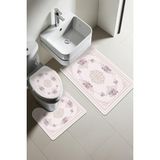 Syr Home Modern Desenli Dijital Baskı 3’lü Banyo Paspas Takımı Yıkanabilir Kaymaz Tabanlı Klozet Takımı KLZ0056 - Renkli