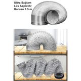 Syronea AwEka Ultra Sağlam Kaliteli Alüminyum Mutfak Aspiratör Davlumbaz borusu Dayanıklı Hortum 1.5 Metre