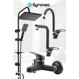 Syronea Robot Siyah Tepe Yağmurlama Duş Seti Mutfak Banyo Lavabo Batarya Musluk Set