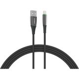 Syrox C134AL 2.4A 1.20 mt Ledli Örgülü USB-A Lightning Siyah Şarj ve Data Kablosu