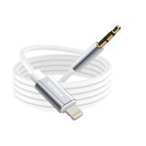 Syrox DT24L-J Lightning 3.5 mm 1 mt AUX Dönüştürücü Beyaz Ses Kablosu