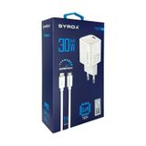 Syrox GAN30 Type-C Giriş Başlık + Type-C To Lightning Kablo 30W Quick Şarj Seti