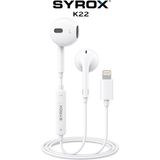 Syrox K22 Lightning Girişli Telefon Uyumlu Ayfon Iphone Kulak Içi Kulaklık Kablolu - Beyaz