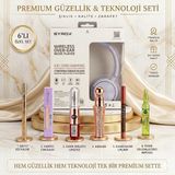 Syrox Kablosuz Kulaküstü Kulaklık ve 6'lı Makyaj Hediye Seti - Lila Bluetooth Kulaklık, Maskara, Lipgloss, Kapatıcı Kozmetik Seti - 01-Mavi