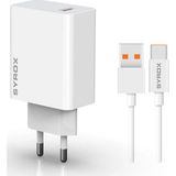 Syrox M33T 3.0A 33W Turbo 1 mt USB-A Type-C Kablolu USB-A Çıkışlı Beyaz Şarj Cihazı