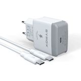 Syrox PD18T 3.0A 18W PD 1 mt Type-C Type-C Kablolu 1X Type-C Port Çıkışlı Beyaz Şarj Cihazı