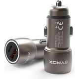 Syrox SC32B 3.1A 30W Pd Q.c. 3.0 1xtype-C + 1xusb-A Çıkışlı Hızlı Araç Şarj Cihazı - Metalik Füme - Kahverengi