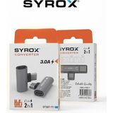 Syrox Type-C To Kulaklık ve Hızlı Şarj Girişi Çevirici Çoklayıcı Çoğaltıcı Splitter Adaptör 2in1 Hifi 3.0A - Gri