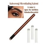 SYS Microblading Kahverengi Kalemi Kalıcı Makyaj 3d Uygulaması Için Yanında 3 Adet Iğne Ile