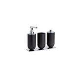 System 3'Lü Set Sıvı Sabunluk-Diş Fırçalığı-Pamukluk Siyah/Krom Renk 206X87X265 Mm