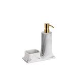 System Banyo Aksesuarları Tezgah Üstü Deterjanlık Ve Süngerlik Mermer Desenli/gold 216x102x195 Mm Çok Renkli