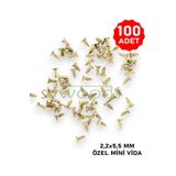 Sywoods Mini Vida 2.2x5.5 mm 100 Adet Sarı Menteşe Kilit Hobi El Işi Elektronik Vidası