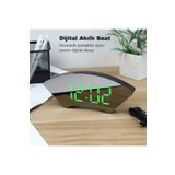 SZ MASTER Dekoratif Masaüstü Dijital Saat Kavisli Sıcaklık Tarih ölçen Şık Usb Aynalı Led Işıklı Alarmlı Saat