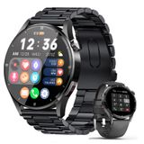 SZHELEJIAM Akıllı Saat Çağrı Alma/Kadran, 1,32 inç Dokunmatik Ekran Fitness İzleyici, BP,BO, HR ve Uyku Monitörü, Erkekler için Uyumlu Saat Android ve iOS Telefonlar için Uyumlu (Siyah)