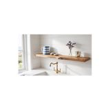 SZN Wood Uçan Raf Eskitme Kütük Doğal Canlı Kenar 100 cm Ladin Göknar Masif Ahşap Gizli Montajlı Duvar Rafı