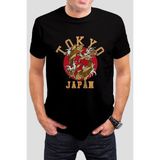 T-35 Tokyo Japan Balık Baskılı Siyah Unisex Tişört C535 - XL
