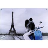 T-Bek Dekoratif Vintage Eifell Love 20x30 cm Metal Pano Poster