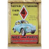 T-Bek Rustik Ahşap Çerçeveli Vintage Metal Pano Nice Paris 20x30