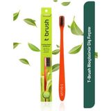 T-Brush Biyoçözünür Vegan Diş Fırçası Kırmızı Orta Sert Kıl Çevre Dostu Ergonomik Tasarım