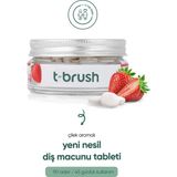 T-Brush Çilekli Çocuk Doğal Diş Macunu Tableti - Florürlü - Glutensiz - Vegan - 90 Tablet - 1
