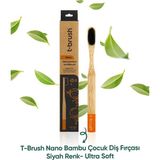 T-Brush Nano Doğal Bambu Vegan Çocuk Diş Fırçası - Siyah Renk - Ultra Soft - Plastiksiz