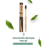 T-Brush Nano Vegan Bambu Diş Fırçası Ultra Soft Koyu Gri Hassas Dişler için Yumuşak Kıllar
