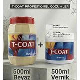 T-Coat Yeni Nesil Dönüşüm Boyası (Beyaz 500ML+500ML Vernik)Ahşap-Cam-Plastik-Duvar-Fayans-Dolap