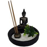 T.Concept Buda Heykeli Metal Yuvarlak Mini Zen Bahçesi