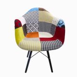 T.concept Patchwork Kolçaklı Renkli Sandalye Siyah Ayaklı
