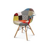 T.Concept T.Conept Patchwork Kolçaklı Renkli Sandalye Ahşap Ayaklı