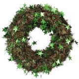 T.concept Yılbaşı Ön Kapı Süsü Yeni Yıl Noel Dekorasyon Yeşil Yıldızlı Çelenk
