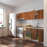 T Designo 200 cm Hazır Mutfak Dolabı Ceviz Beyaz Suntalam Modern Tasarım Geniş Depolama