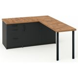 T Designo Ay Mutfak Adası-L Mutfak Adası-3 Çekmeceli 2 Kapaklı-Çok Amaçlı Dolap-Alt Modül-Kiler -150 cm - Antrasit - Atlantik Çam