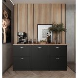 T Designo Badem Mutfak 1 Kapaklı - 4 Çekmeceli Alt Modül - 150 cm - Çok Amaçlı Dolap - Tezgah Dahil - Antrasit